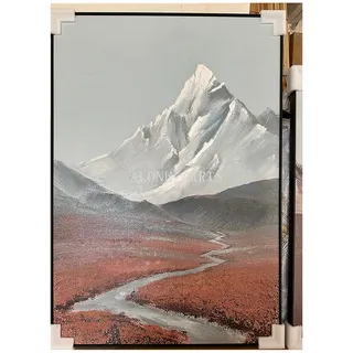 تصویر محصول: تابلوی نقاشی رنگ‌روغن دست‌کشیده انتزاعی به سبک وابی‌سابی و مینیمال؛ تابلوی تزئینی اتاق نشیمن و تابلوی دیواری خانه نمونه و راهرو؛ نقاشی رنگ‌روغن منظره